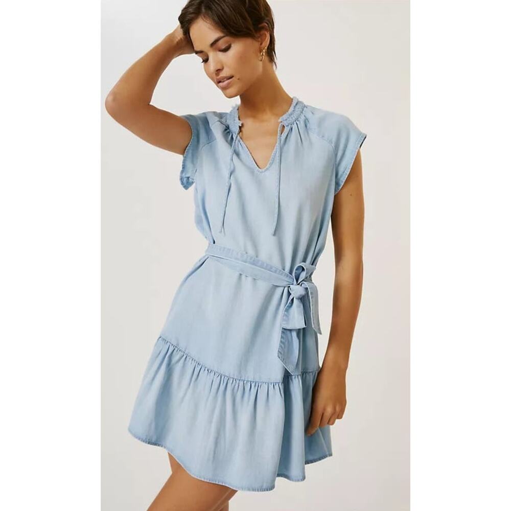 Black Tape_ Women's Chambray Short Sleeve Belted Dress. Size M
